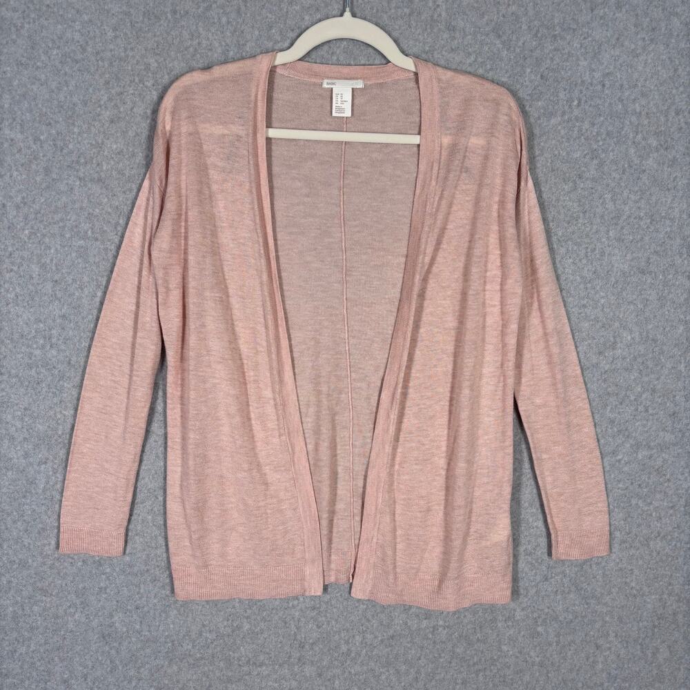 H&M Cardigan XS Pink Thin Open Sheer Travel Feminine Career Church Pale Soft